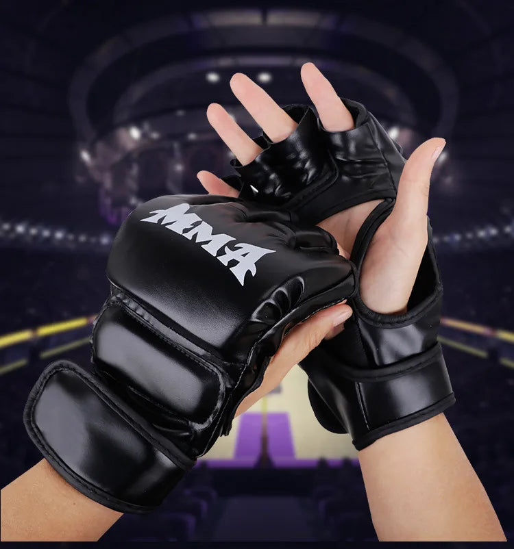 Professional Boxing Training Gloves Half Finger Leather Cushion for Adult Sanda Boxing UFC Training Sandbag Knuckles