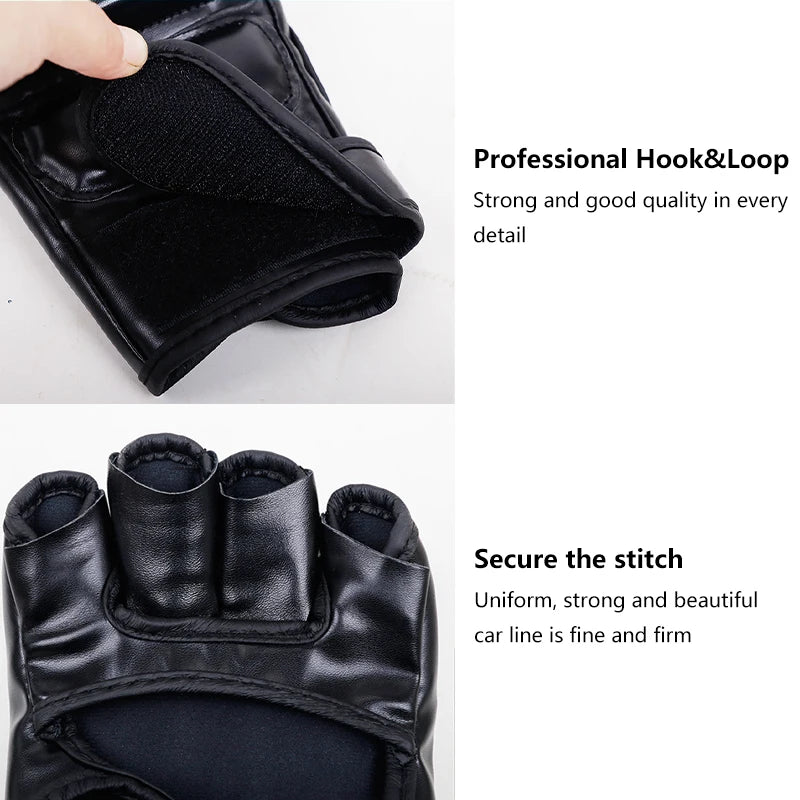 Professional Boxing Training Gloves Half Finger Leather Cushion for Adult Sanda Boxing UFC Training Sandbag Knuckles